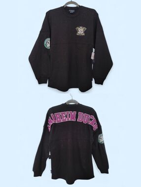 NEW Spirit Jersey XS NHL Anaheim Ducks Long Sleeve Purple Black Sparkle Shirt